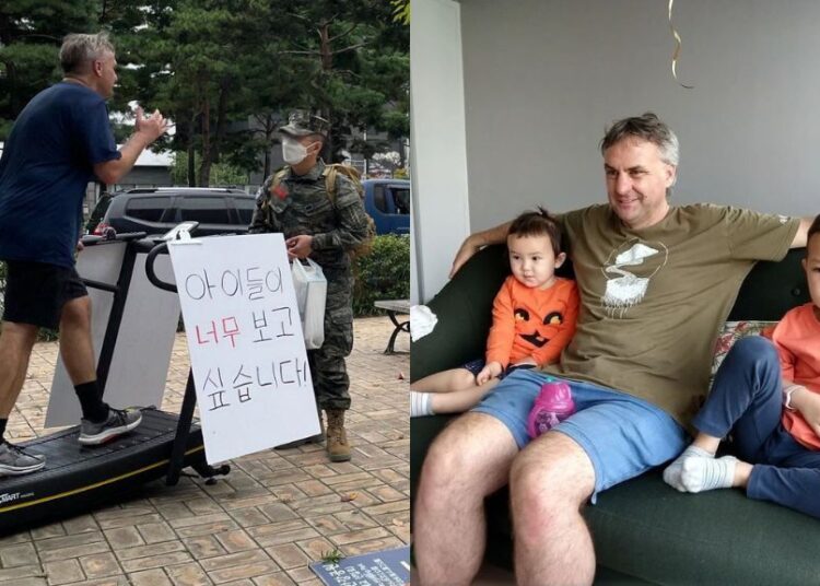 Dad walks in Seoul to cope with missing kids in US.