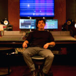 LA based colombian Audio Engineer Manuel Sanchez in his recording studio